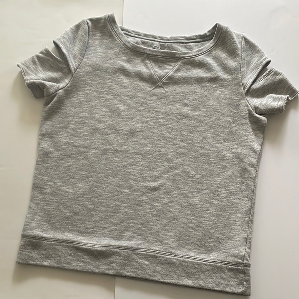 Calvin Klein Performance Grey Heathered Short Sleeve Sweatshirt Top Women's M